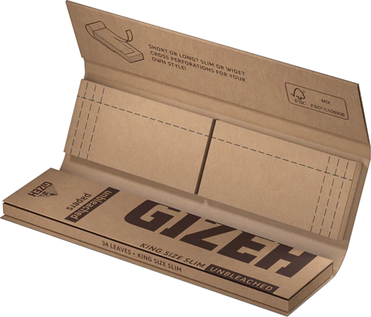 Gizeh King Size Slim Unbleached Rolling Papers plus Tips